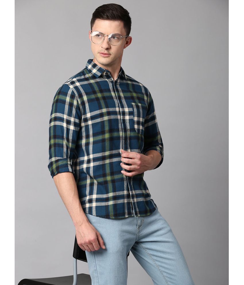     			Dennis Lingo - Blue Cotton Blend Slim Fit Men's Casual Shirt ( Pack of 1 )