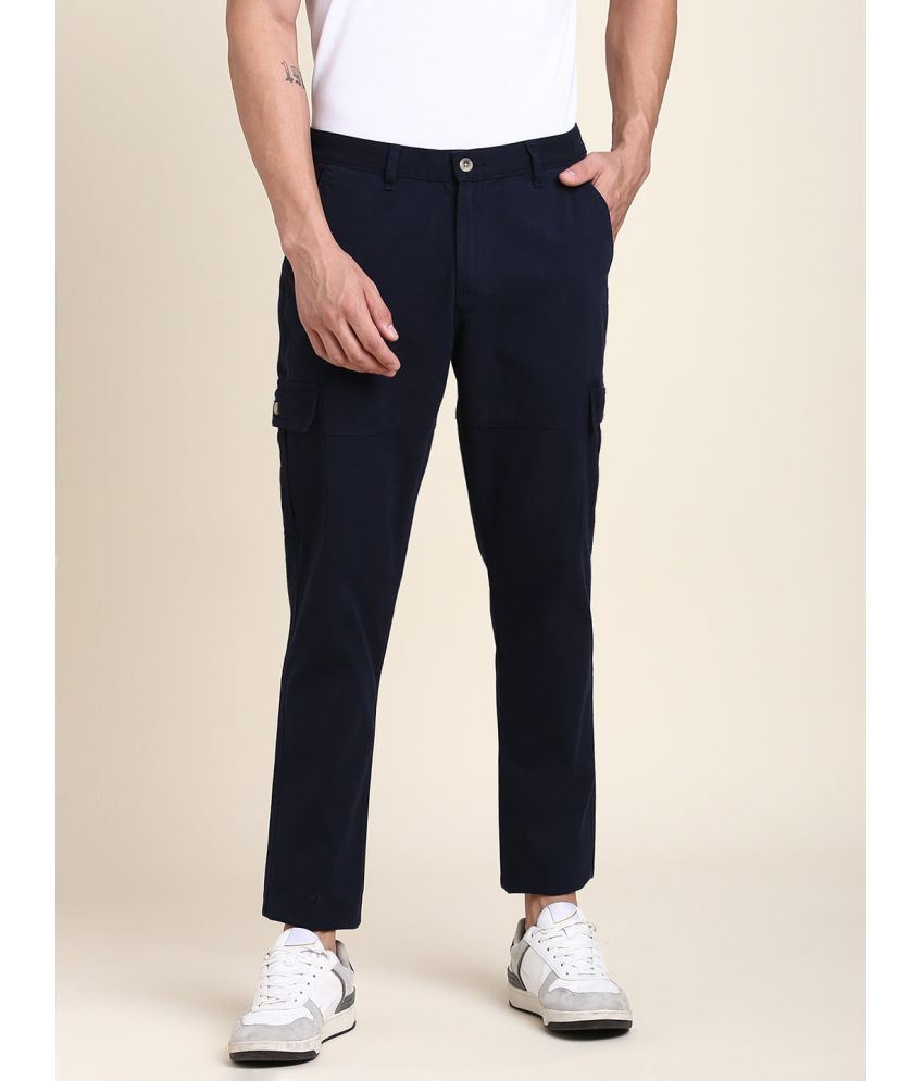     			Dennis Lingo Navy Blue Slim Cargos ( Pack of 1 )