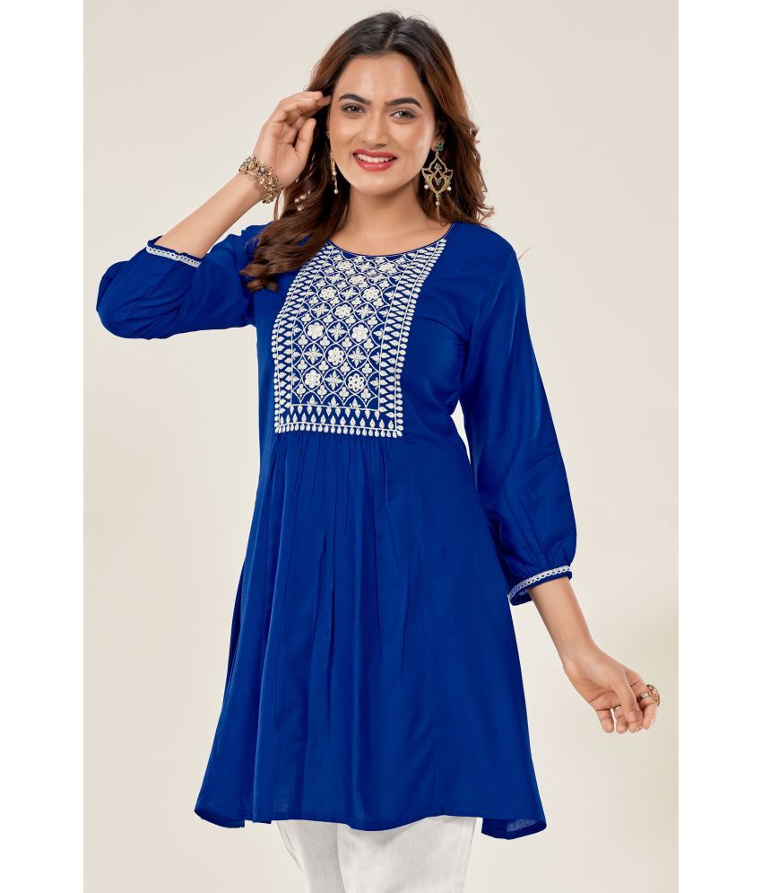     			Glomee - Blue Viscose Women's Tunic ( Pack of 1 )