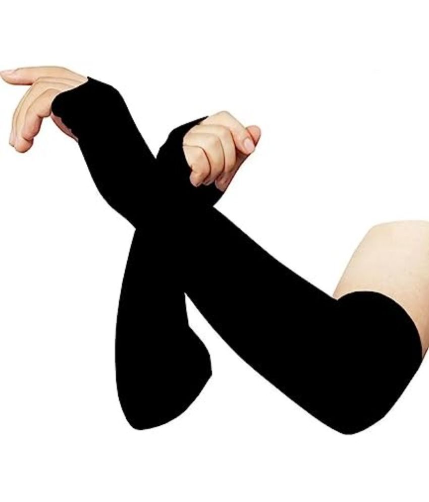     			HSP ENTERPRISES  Full Hand Cold & Sun Protective Arm Sleeves (BLACK COLOUR , FREE SIZE SLIM ) PACK OF 1 PAIR