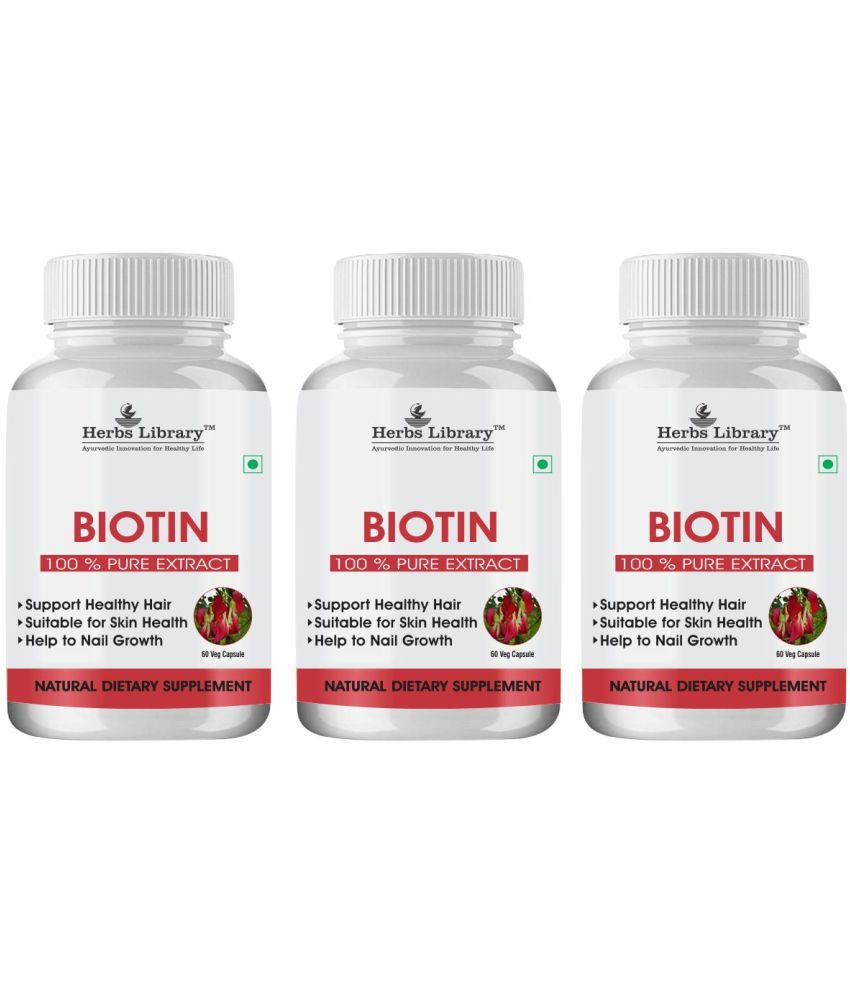     			Herbs Library Biotin Capules For Hair Growth, Skin and Nails 60 Capsules Each (Pack of 3)