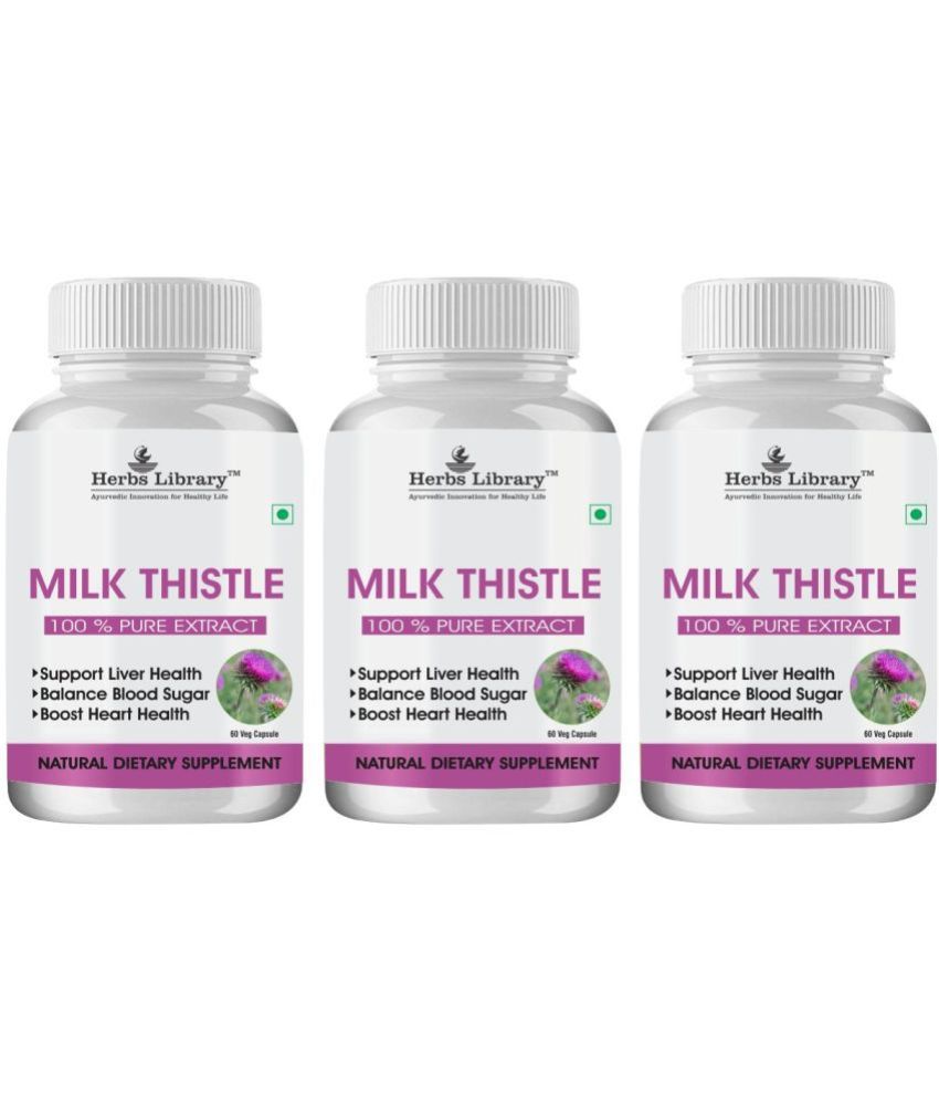     			Herbs Library Milk Thistle Extract for Liver Detox & Good Liver Health 60 Capsules Each (Pack of 3)