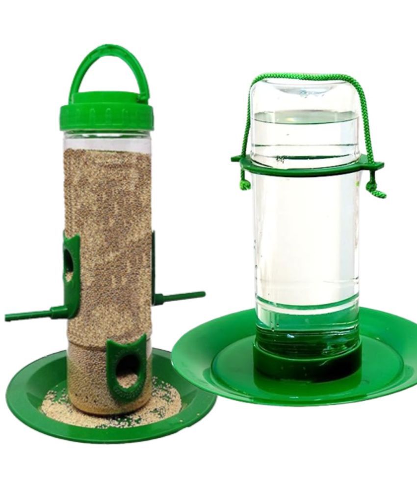 INGENS Large Bird and Water Feeder Combo pack of 2 (Multicolor)