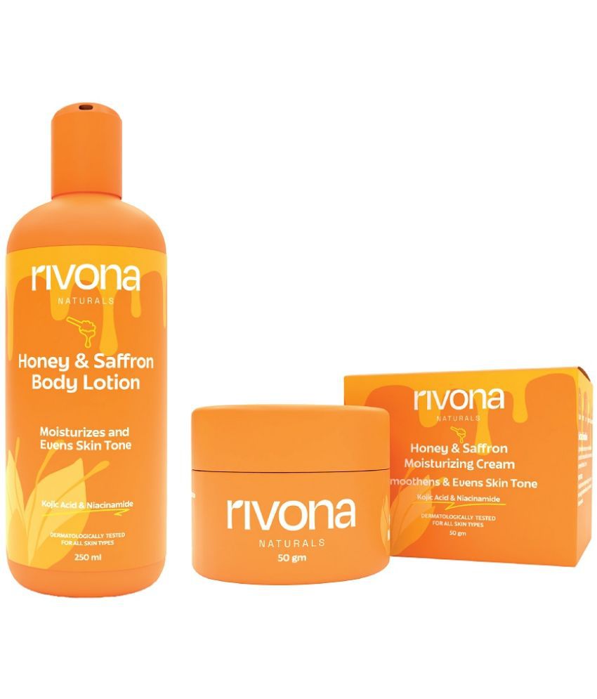     			Rivona Naturals Honey Golden Nectar Duo| Combo pack of 2 | Honey & Saffron Lotion 250 ml + Honey & Saffron Face Cream 50gm | For Men & Women |All Skin types