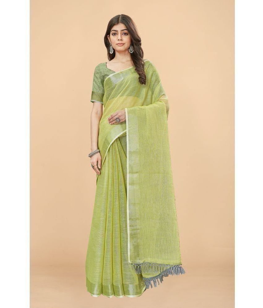     			SILK SUTRA - Green Cotton Blend Saree With Blouse Piece ( Pack of 1 )