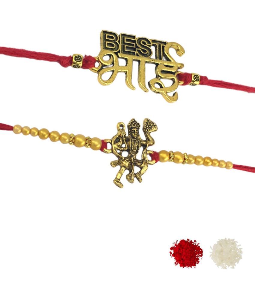     			THRIFTKART Rakhi Set Gold HANUMAN JI AND BEST BHAI RAKHI COMBO