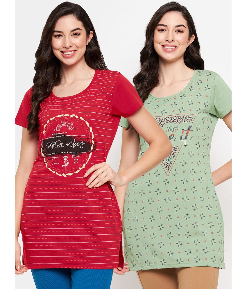     			VERO AMORE - Red Cotton Blend Regular Fit Women's T-Shirt ( Pack of 2 )