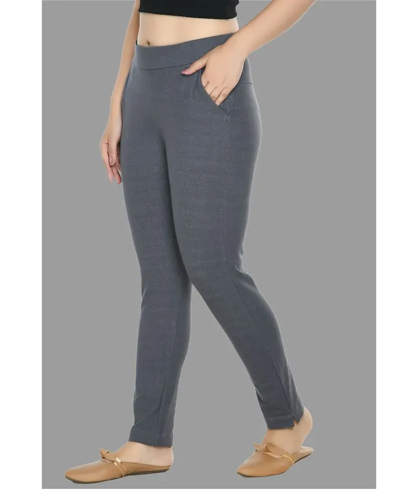 Buy PREEGO Women Beige & Dark Blue Solid jeggings Online at Best