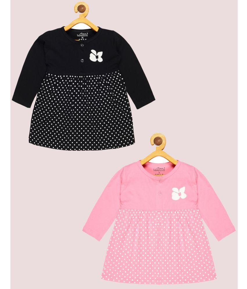     			Babeezworld - Black & Pink Cotton Baby Girl Dress ( Pack of 2 )