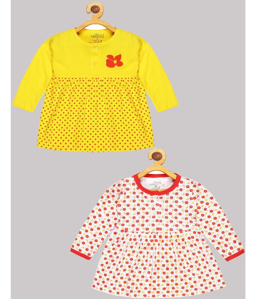     			Babeezworld - Red & Yellow Cotton Baby Girl Frock ( Pack of 2 )