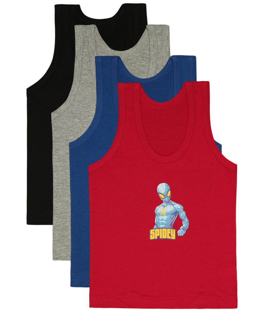     			Bodycare - Multi Cotton Blend Printed Boys Vest ( Pack of 4 )
