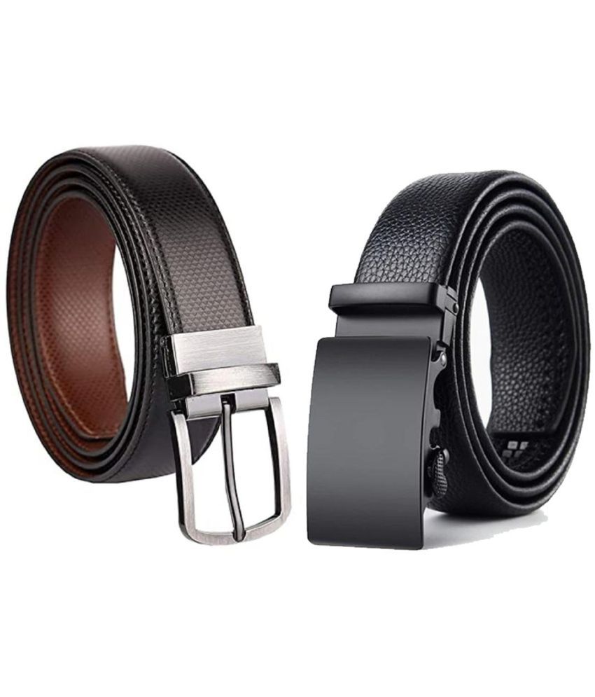     			Davidson - Black Faux Leather Men's Formal Belt ( Pack of 2 )