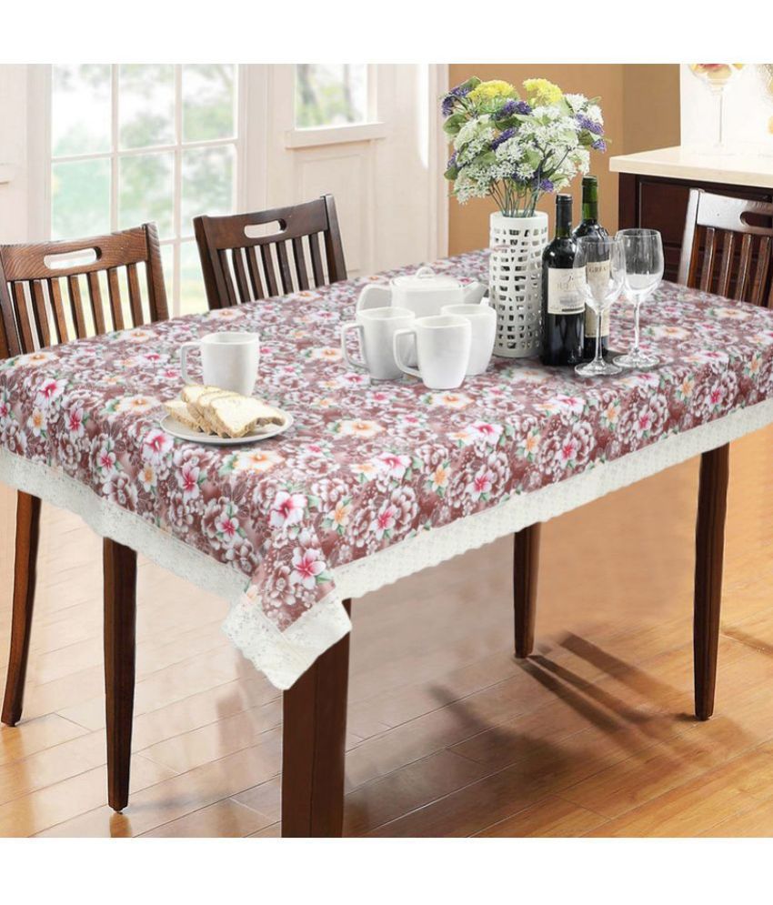     			HOMETALES Printed PVC 6 Seater Rectangle Table Cover ( 228 x 152 ) cm Pack of 1 Brown