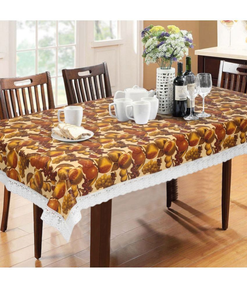     			HOMETALES Printed PVC 6 Seater Rectangle Table Cover ( 228 x 152 ) cm Pack of 1 Brown