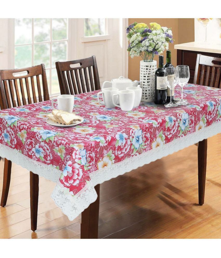     			HOMETALES Printed PVC 6 Seater Rectangle Table Cover ( 228 x 152 ) cm Pack of 1 Pink