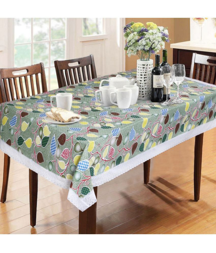     			Printed PVC 6 Seater Rectangle Table Cover ( 228 x 152 ) cm Pack of 1 Green