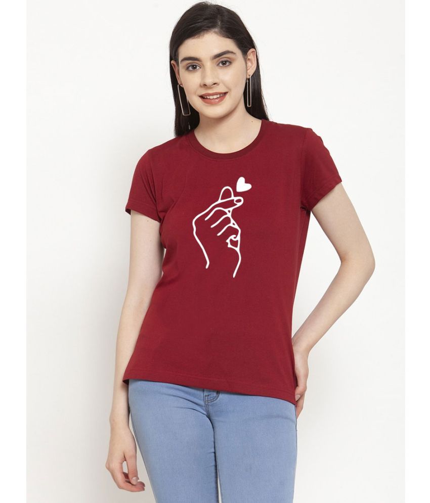     			Heathex - Maroon Cotton Blend Regular Fit Women's T-Shirt ( Pack of 1 )