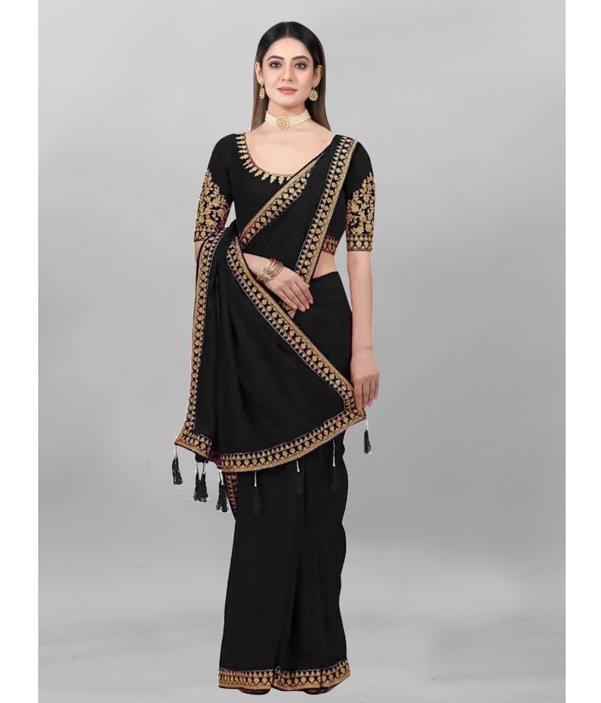     			JULEE - Black Silk Saree With Blouse Piece ( Pack of 1 )