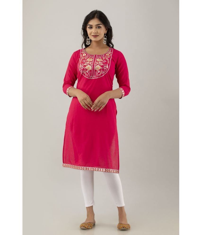     			KSHARAA - Pink Cotton Women's Straight Kurti ( Pack of 1 )