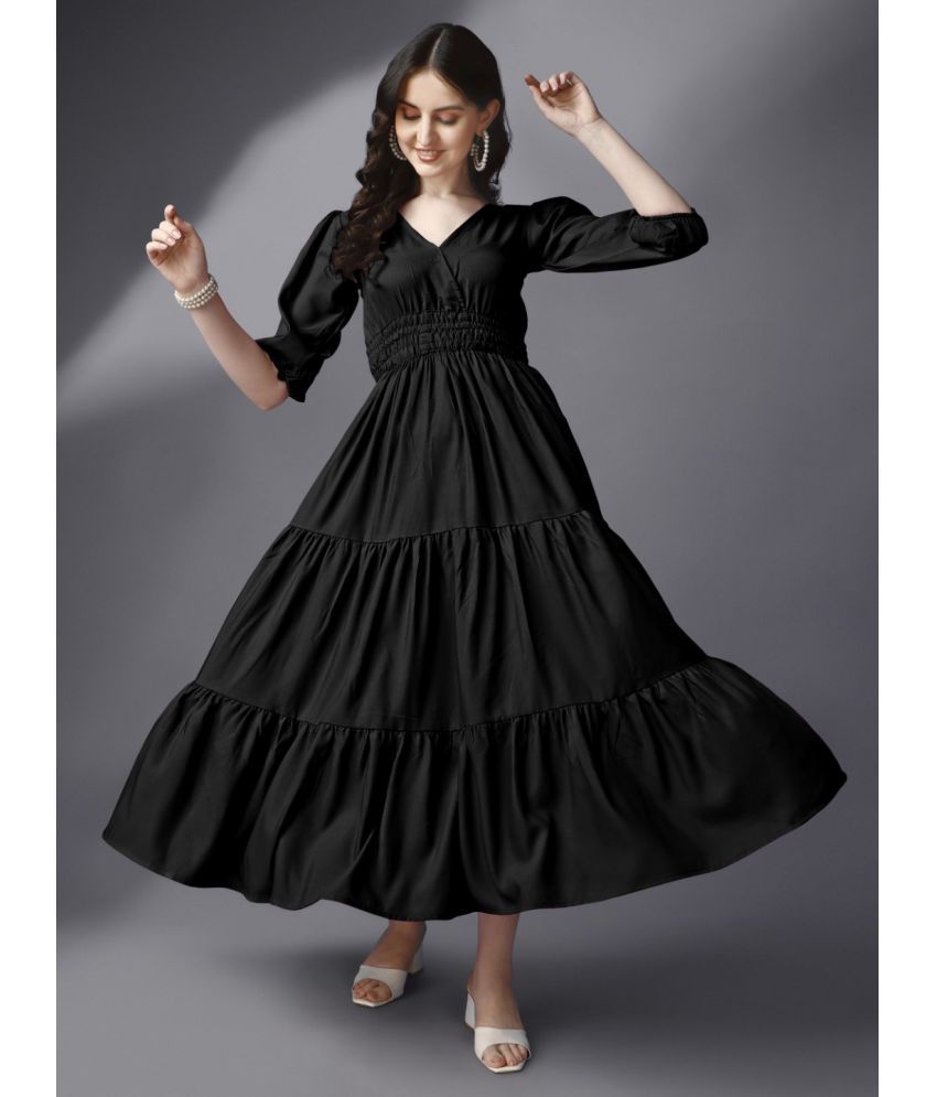     			RAIYANI FASHION - Black Rayon Women's Fit & Flare Dress ( Pack of 1 )