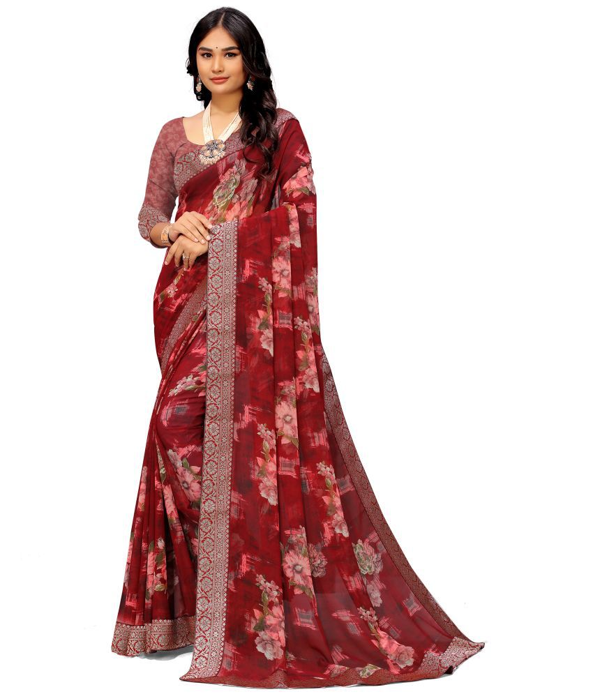     			Sanwariya Silks - Red Georgette Saree With Blouse Piece ( Pack of 1 )