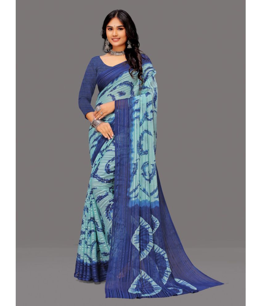     			Sitanjali Lifestyle - Blue Georgette Saree With Blouse Piece ( Pack of 1 )