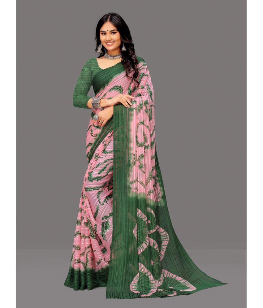     			Sitanjali Lifestyle - Green Georgette Saree With Blouse Piece ( Pack of 1 )