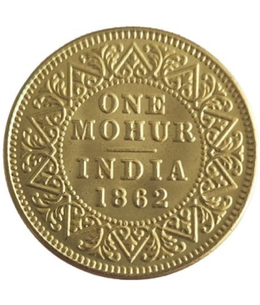     			EForest - 1 Mohur 1862 Victoria Queen Gold Plated  1 Numismatic Coins