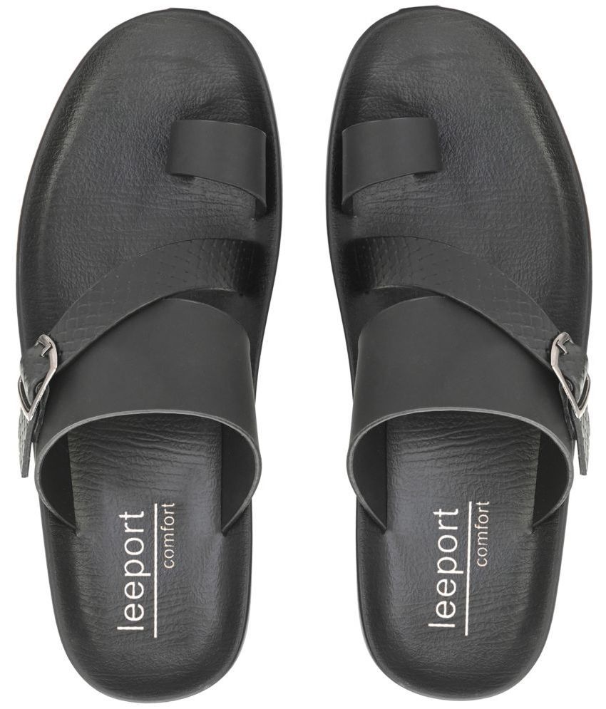     			Leeport - Black Men's Leather Slipper