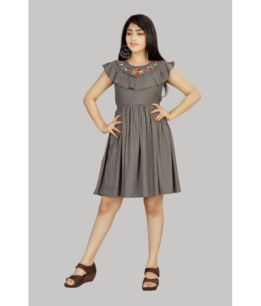     			R K Maniyar - Dark Grey Rayon Girls A-line Dress ( Pack of 1 )