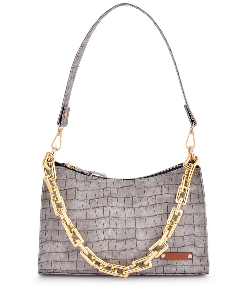     			SAKWOODS - Light Grey PU Sling Bag