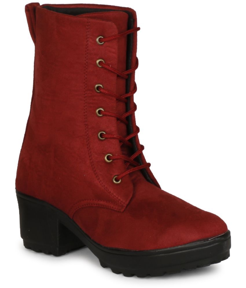     			Saheb - Red Women's Mid Calf Length Boots