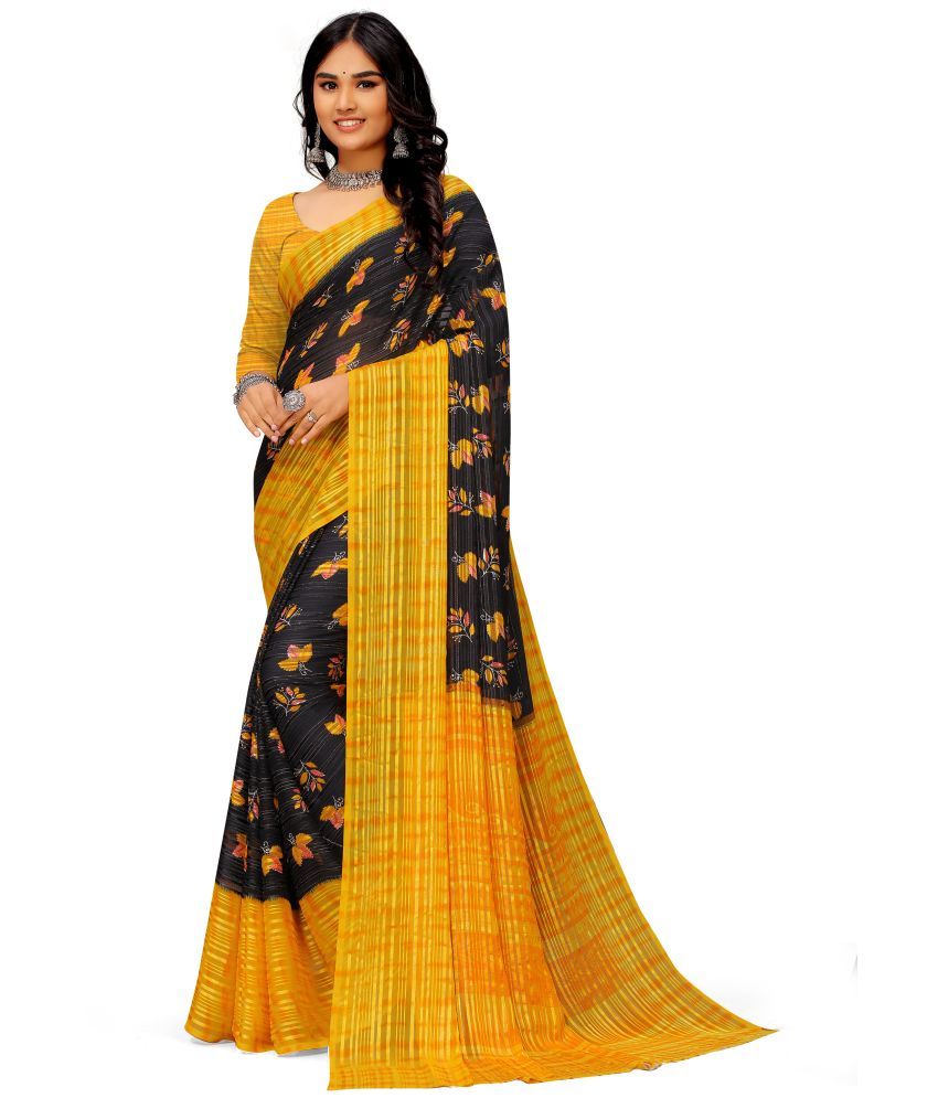     			Sanjana Silk - Yellow Georgette Saree With Blouse Piece ( Pack of 1 )