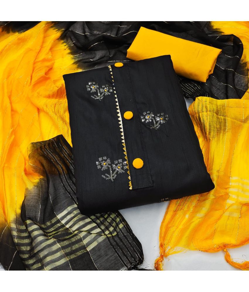     			Apnisha - Unstitched Black Silk Dress Material ( Pack of 1 )
