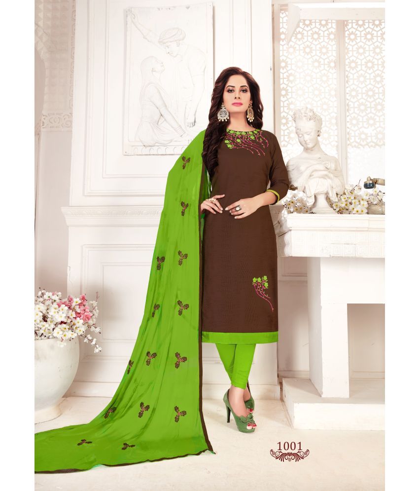     			Apnisha - Unstitched Brown Cotton Dress Material ( Pack of 1 )