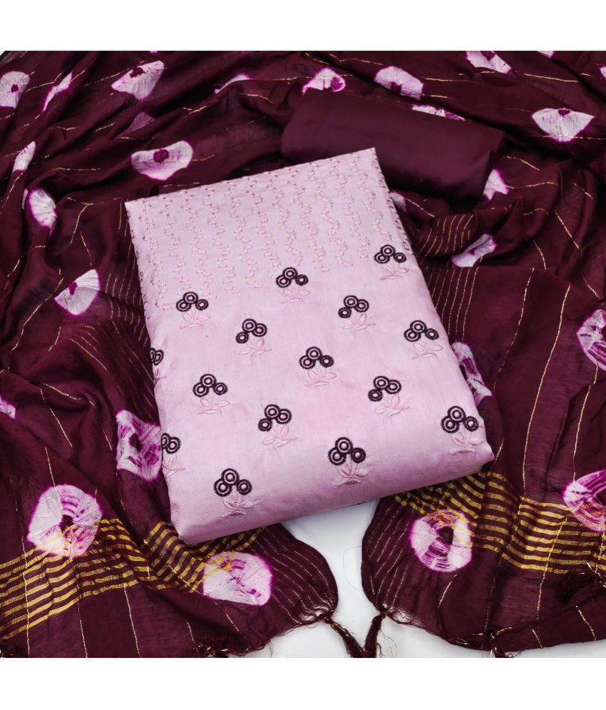     			Apnisha - Unstitched Pink Cotton Dress Material ( Pack of 1 )