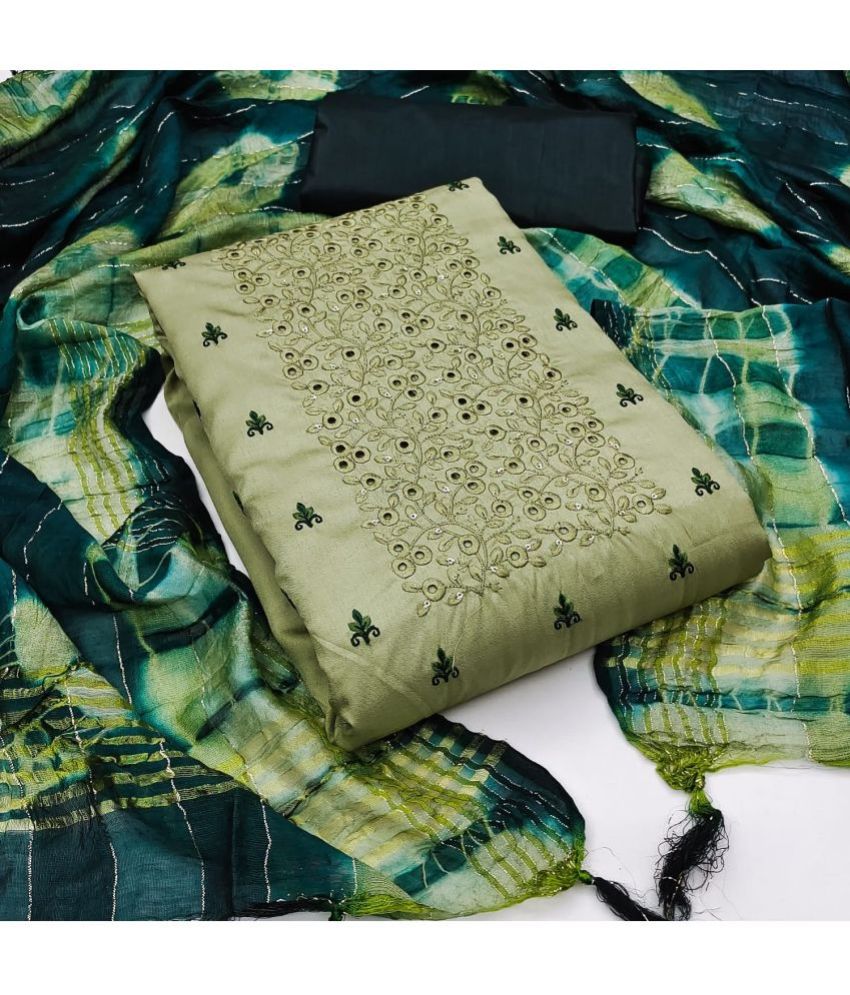     			Apnisha - Unstitched Sea Green Silk Dress Material ( Pack of 1 )