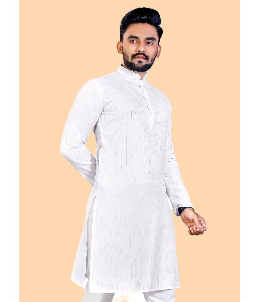     			Balaji's - White Cotton Blend Men's Regular Kurta ( Pack of 1 )