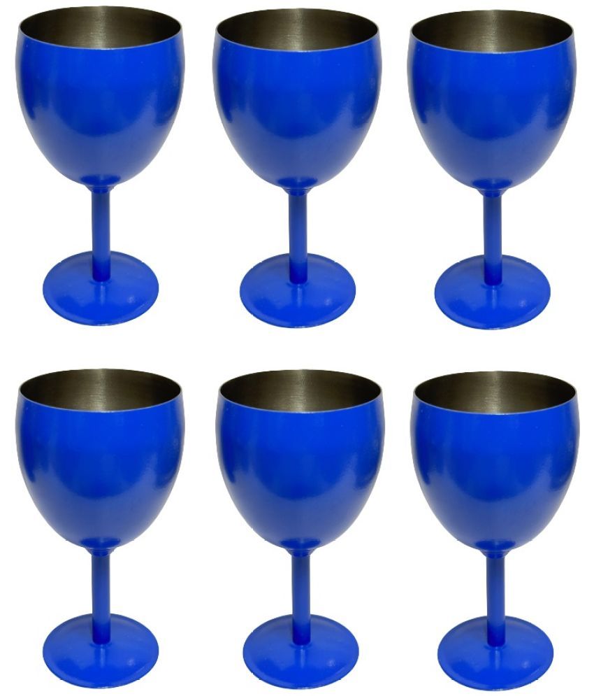     			HOMETALES - 6 Wine Glass Steel Glasses Set 250 ml ( Pack of 6 )