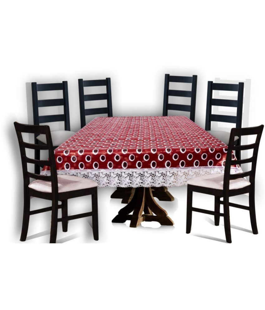     			HOMETALES Printed PVC 6 Seater Rectangle Table Cover ( 228 x 152 ) cm Pack of 1 Red