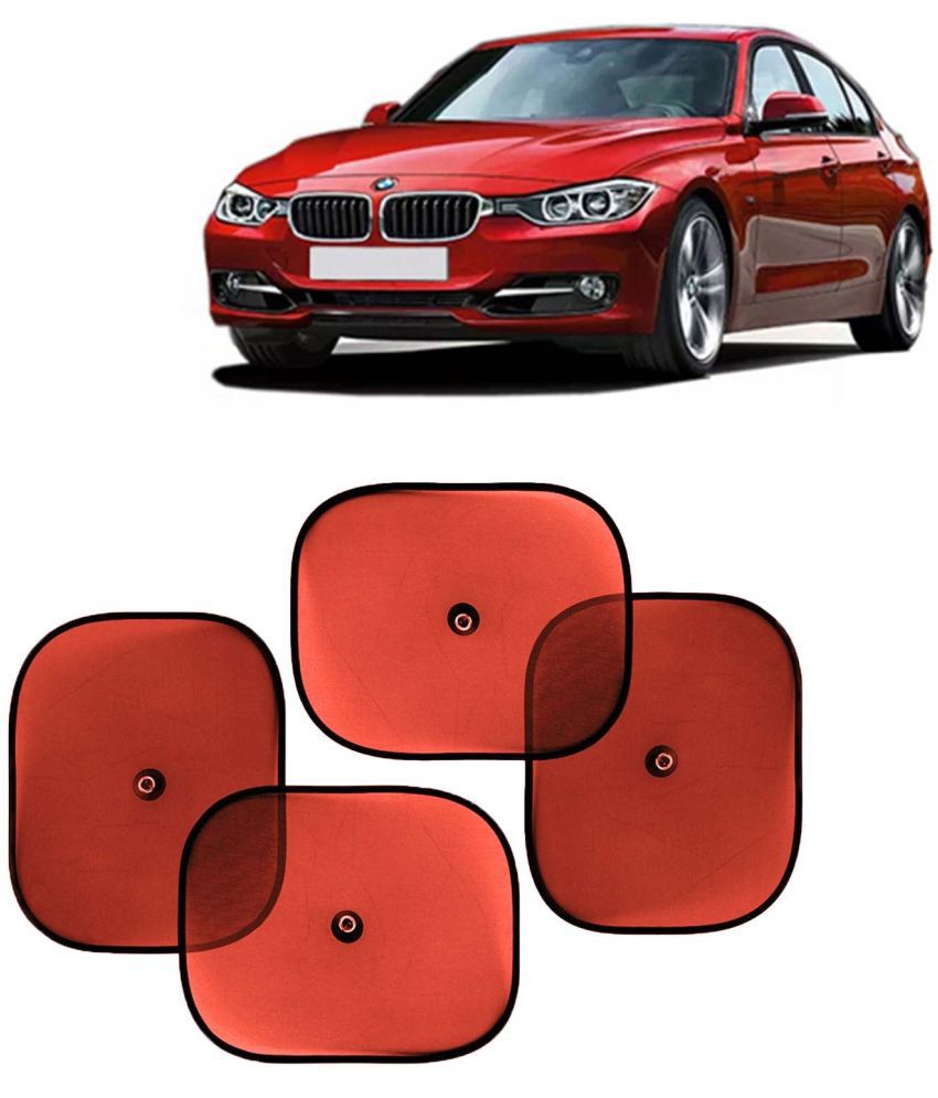     			Kingsway Car Window Curtain Sticky Sun Shades for BMW 3 Series, 2013 - 2018 Model, Universal Fit Sunshades for Side Window, Rear Window, Color : Red, 4 Pieces