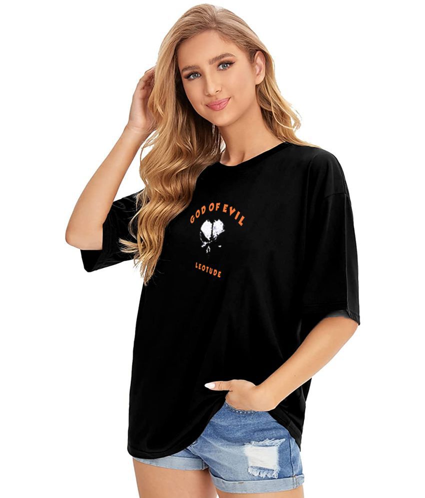     			Leotude - Black Cotton Blend Oversized Women's T-Shirt ( Pack of 1 )