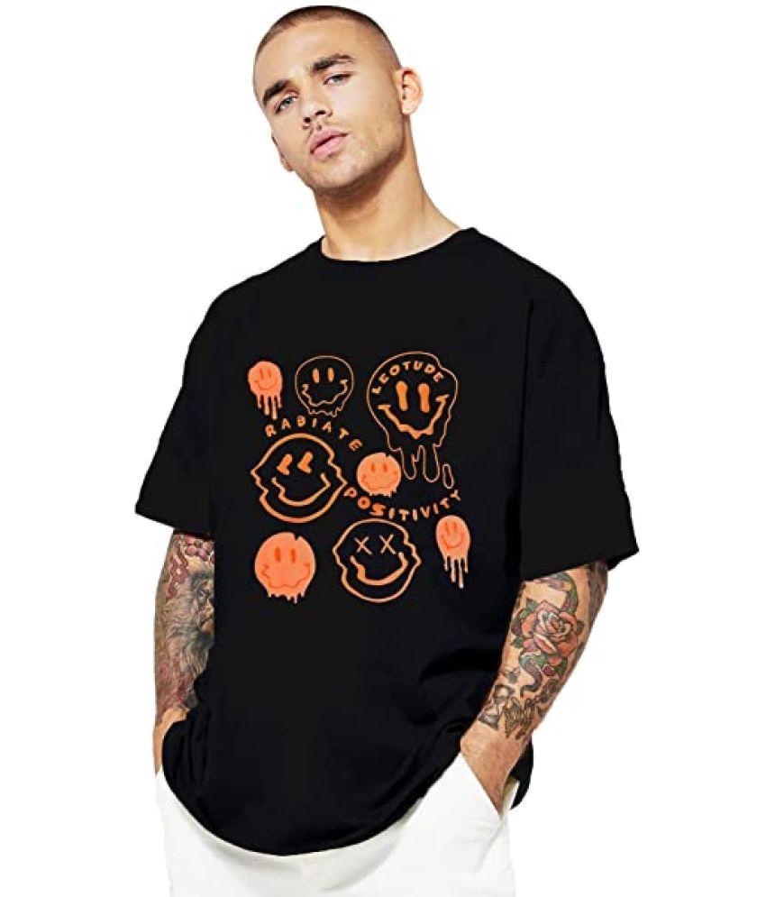     			Leotude - Black Cotton Blend Oversized Fit Men's T-Shirt ( Pack of 1 )