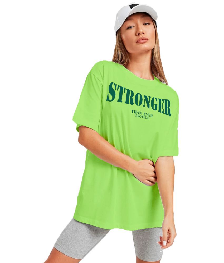     			Leotude - Green Cotton Blend Oversized Women's T-Shirt ( Pack of 1 )