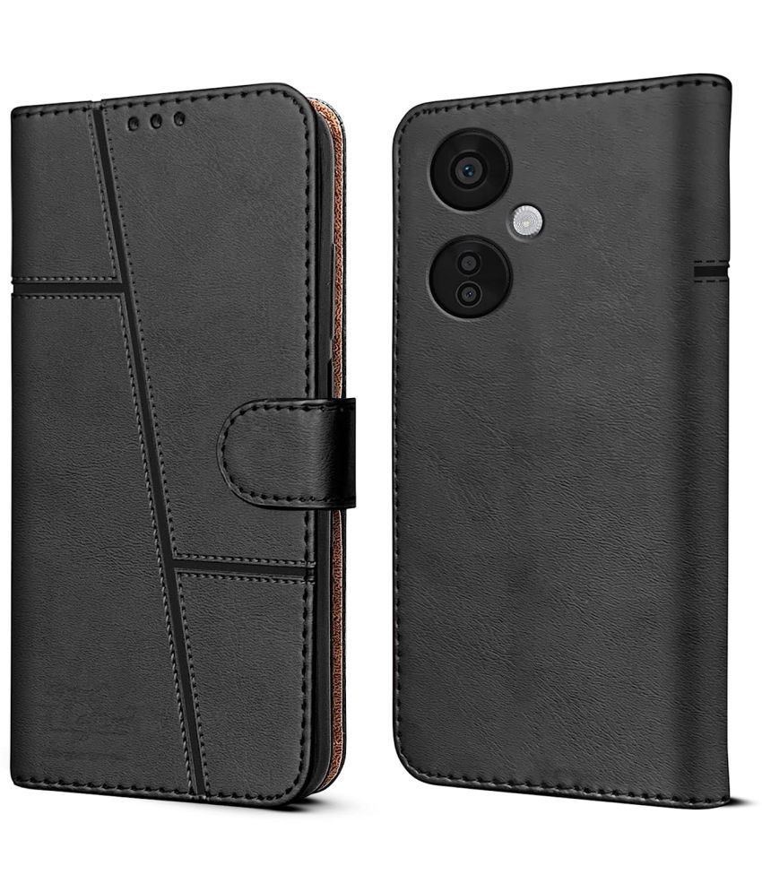     			NBOX - Black Flip Cover Artificial Leather Compatible For Oneplus Nord CE 3 Lite 5G ( Pack of 1 )
