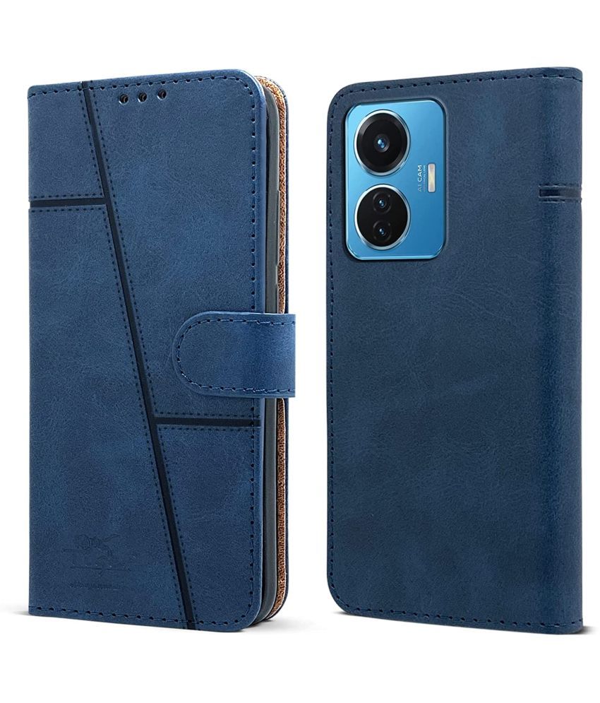     			NBOX - Blue Flip Cover Artificial Leather Compatible For Vivo Y55s ( Pack of 1 )