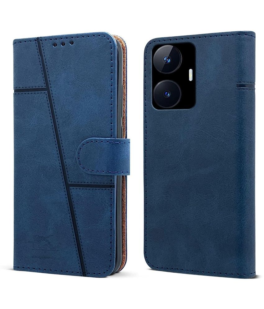     			NBOX - Blue Flip Cover Artificial Leather Compatible For Realme Narzo N55 ( Pack of 1 )