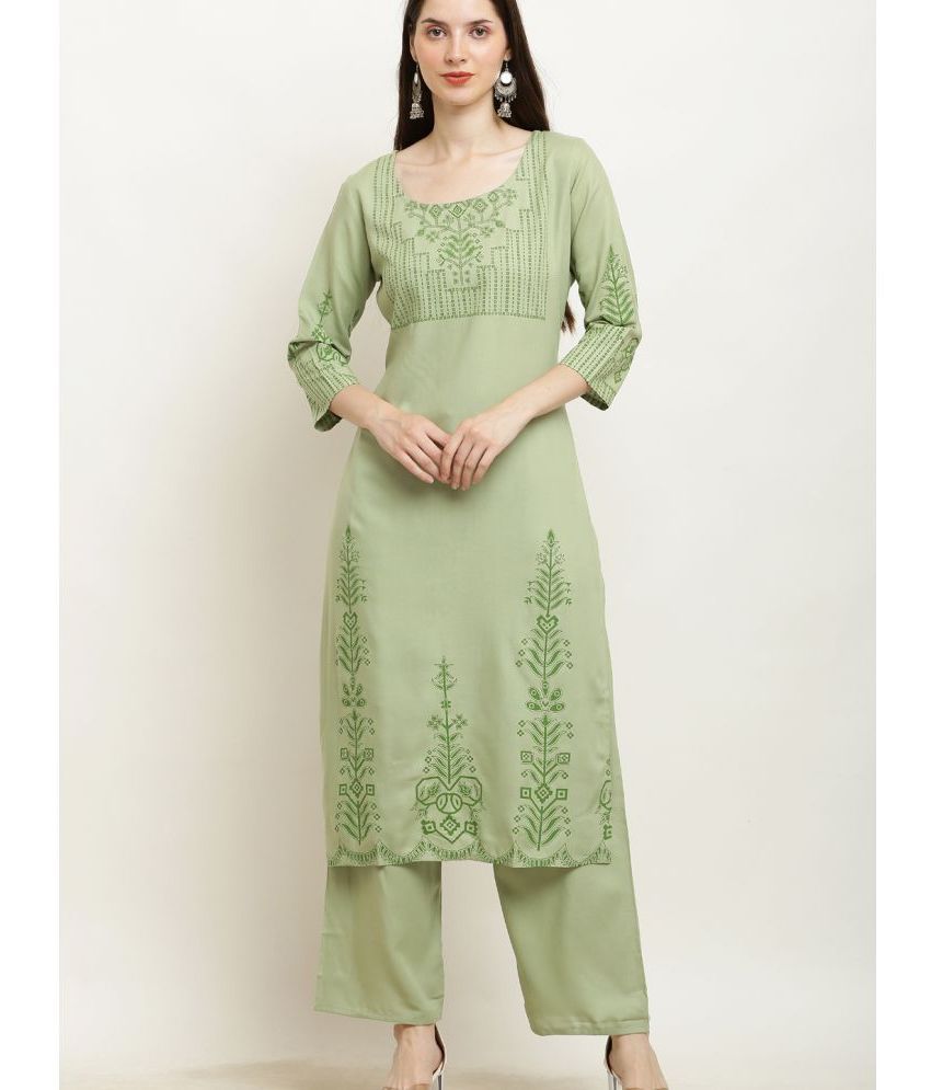     			Pret By Kefi - Sea Green Straight Rayon Women's Stitched Salwar Suit ( Pack of 1 )