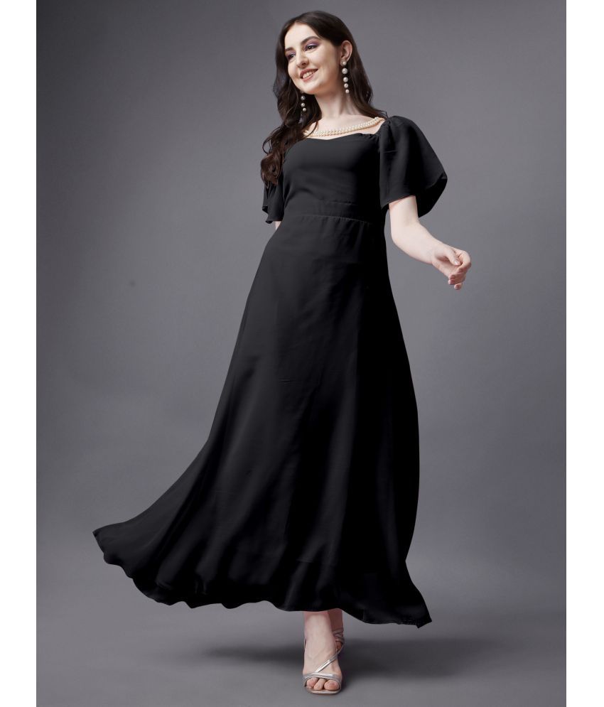     			RAIYANI FASHION - Black Georgette Women's Fit & Flare Dress ( Pack of 1 )