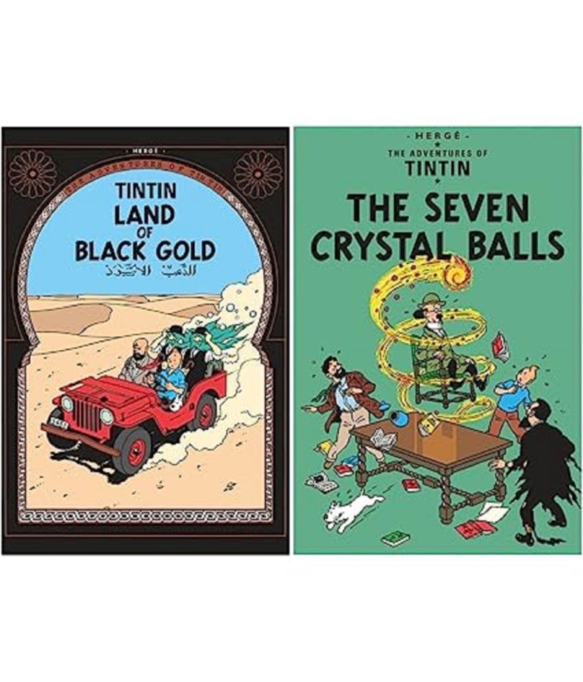     			set of 2 books Land of Black Gold (Tintin)+The Seven Crystal Balls (Tintin)